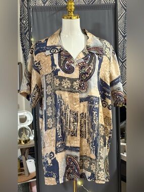 ✨VINTAGE 90s The Avenue 100% Silk Patchwork Shirt / Shirt-Dress✨